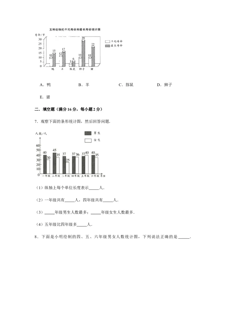 分层训练四年级下册数学单元测试-第八单元统计（培优卷）人教版（含答案）_2026春人教版数学四年级下册_四下人教数学_四年级下册_单元测试_分层测试卷
