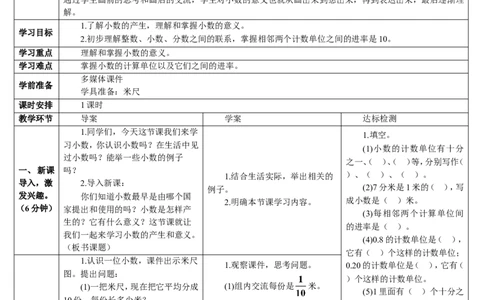 第1课时小数的意义_2026春人教版数学四年级下册_四下人教数学_四年级下册_教案_教案2+导学案人教四下数学_导学案_4小数的意义和性质_1.小数的意义和读写法