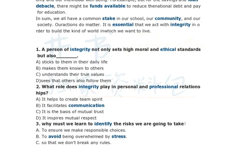 四级单项选择阅读理解附讲解一_大学英语四六级_赠送_四六级作文模板+单词_阅读