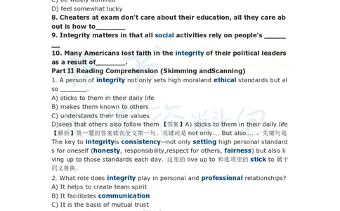 四级单项选择阅读理解附讲解一_大学英语四六级_赠送_四六级作文模板+单词_阅读