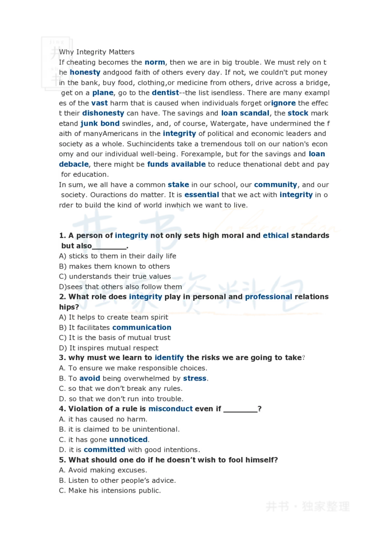 四级单项选择阅读理解附讲解一_大学英语四六级_赠送_四六级作文模板+单词_阅读
