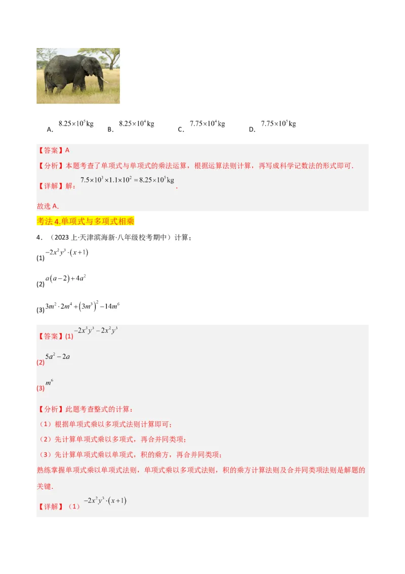 专题14.1整式的乘法（10个知识点5种题型5个易错点7个中考考点）（教师版）_初中数学_八年级数学上册（人教版）_常见题型通关讲解练-V3_2024版