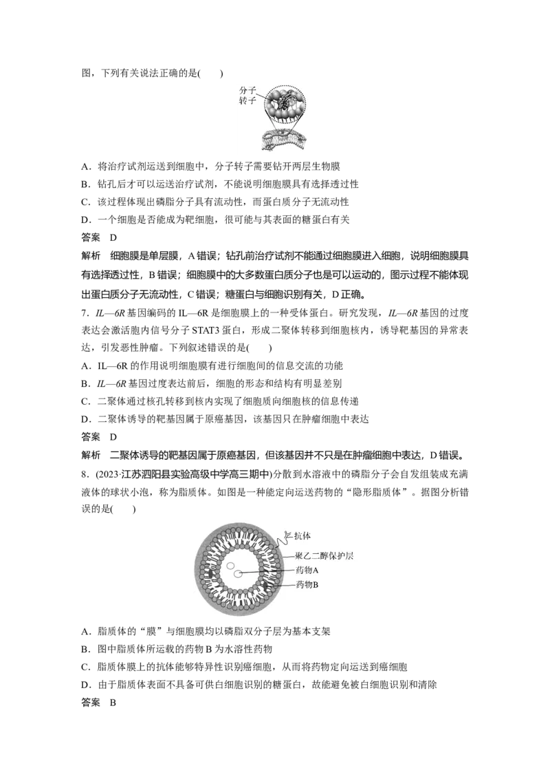 2024年高考生物一轮复习（新人教版）第2单元　第1课时　细胞膜的结构和功能_09高考生物_2024年新高考资料_1.2024一轮复习_2024年高考生物一轮复习讲义（新人教版）