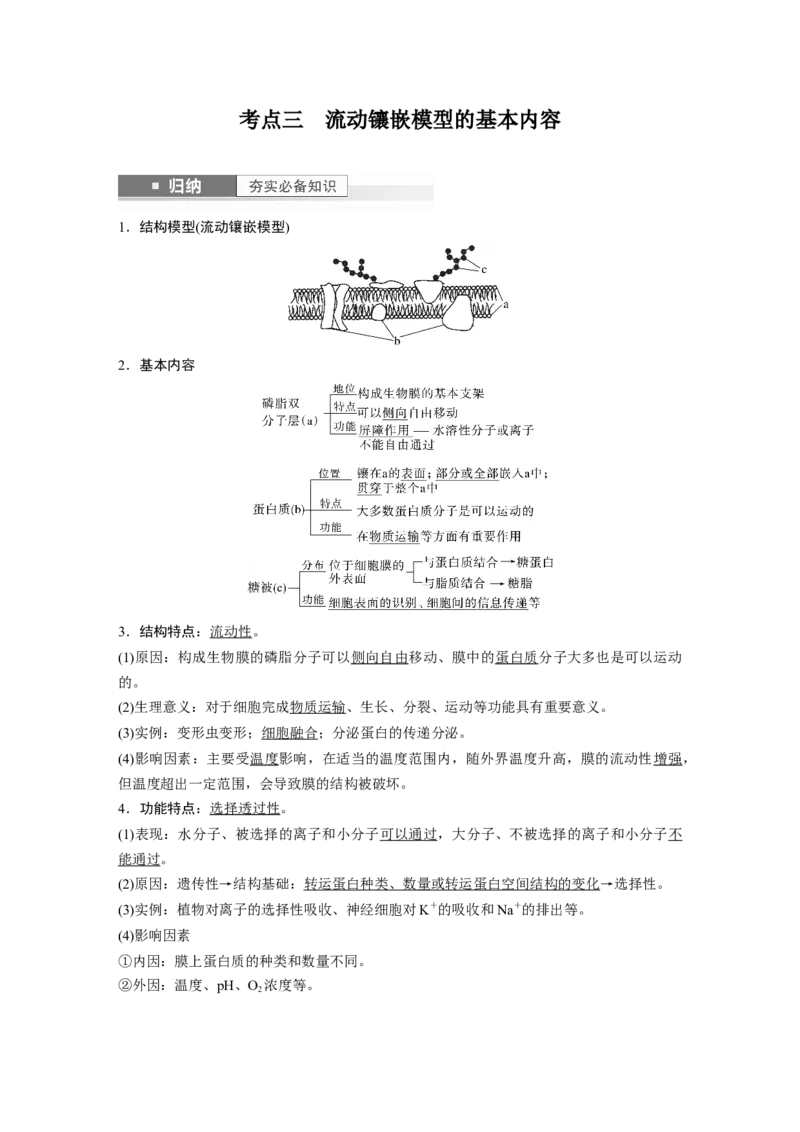 2024年高考生物一轮复习（新人教版）第2单元　第1课时　细胞膜的结构和功能_09高考生物_2024年新高考资料_1.2024一轮复习_2024年高考生物一轮复习讲义（新人教版）