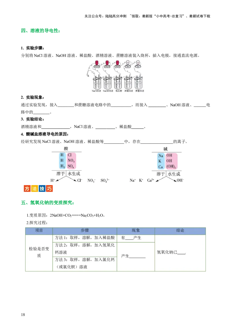 专题07常见的酸和碱（讲义）-2024年中考化学一轮复习讲练测（全国通用）（原卷版）_02中考总复习（2026版更新中）_05-化学-中考总复习_2024年中考复习资料_一轮复习资料