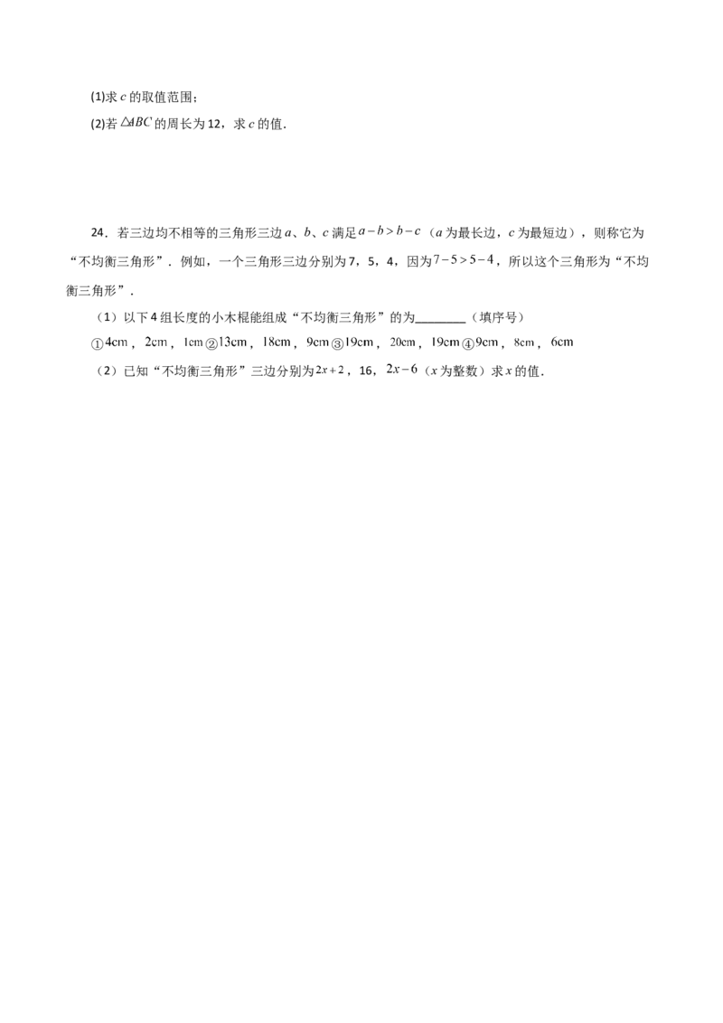 专题11.3与三角形有关的线段（三角形的边）（分层练习）（提升练）-（人教版）_初中数学_八年级数学上册（人教版）_专题突破练习-V4_2024版