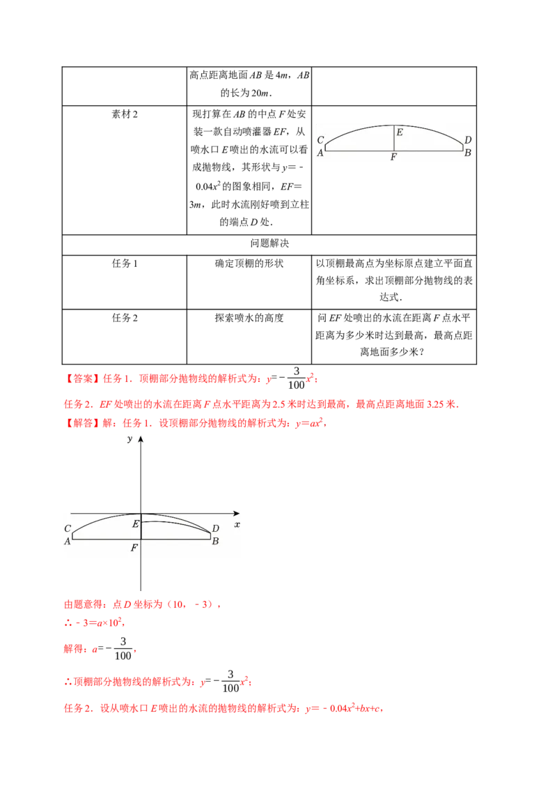 专题22.8实际问题与二次函数（高效培优讲义）（教师版）_初中数学_九年级数学上册（人教版）_同步讲义-U18_2026版