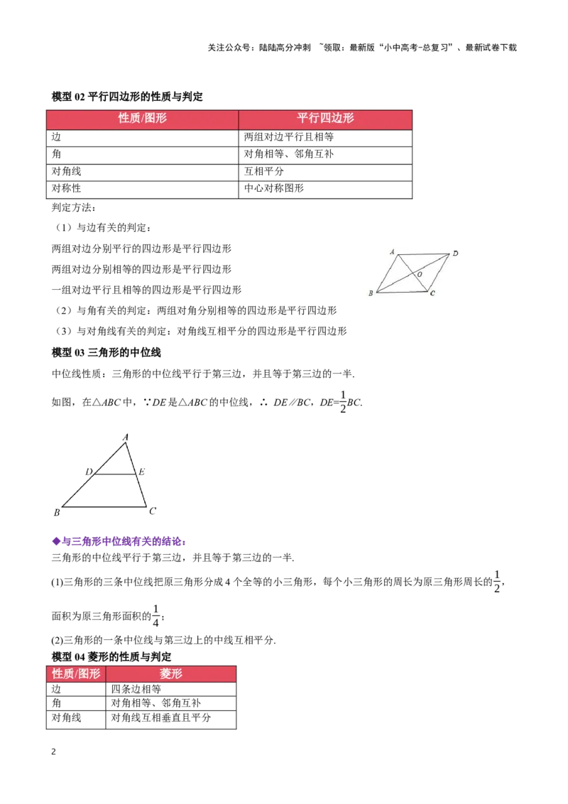 专题07平行四边形及特殊平行四边形题型总结（解析版）_02中考总复习（2026版更新中）_02-数学-中考总复习_2024年中考复习资料_二轮复习资料_完2024年中考数学解题技巧模板