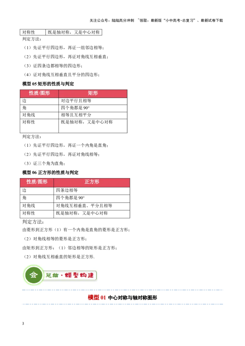 专题07平行四边形及特殊平行四边形题型总结（解析版）_02中考总复习（2026版更新中）_02-数学-中考总复习_2024年中考复习资料_二轮复习资料_完2024年中考数学解题技巧模板