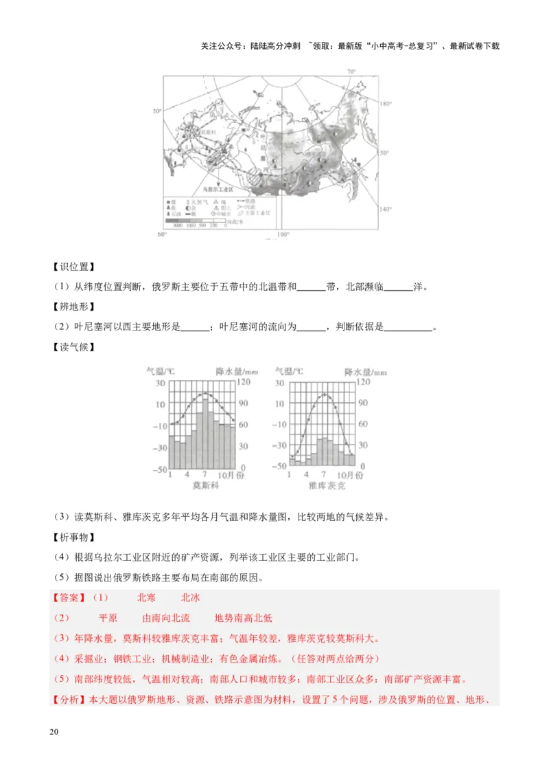专题11俄罗斯（解析版）_02中考总复习（2026版更新中）_09-地理-中考总复习_2024年中考复习资料_专项复习资料_完三年（2021-2023）中考地理真题分项汇编（全国通用）_解析版