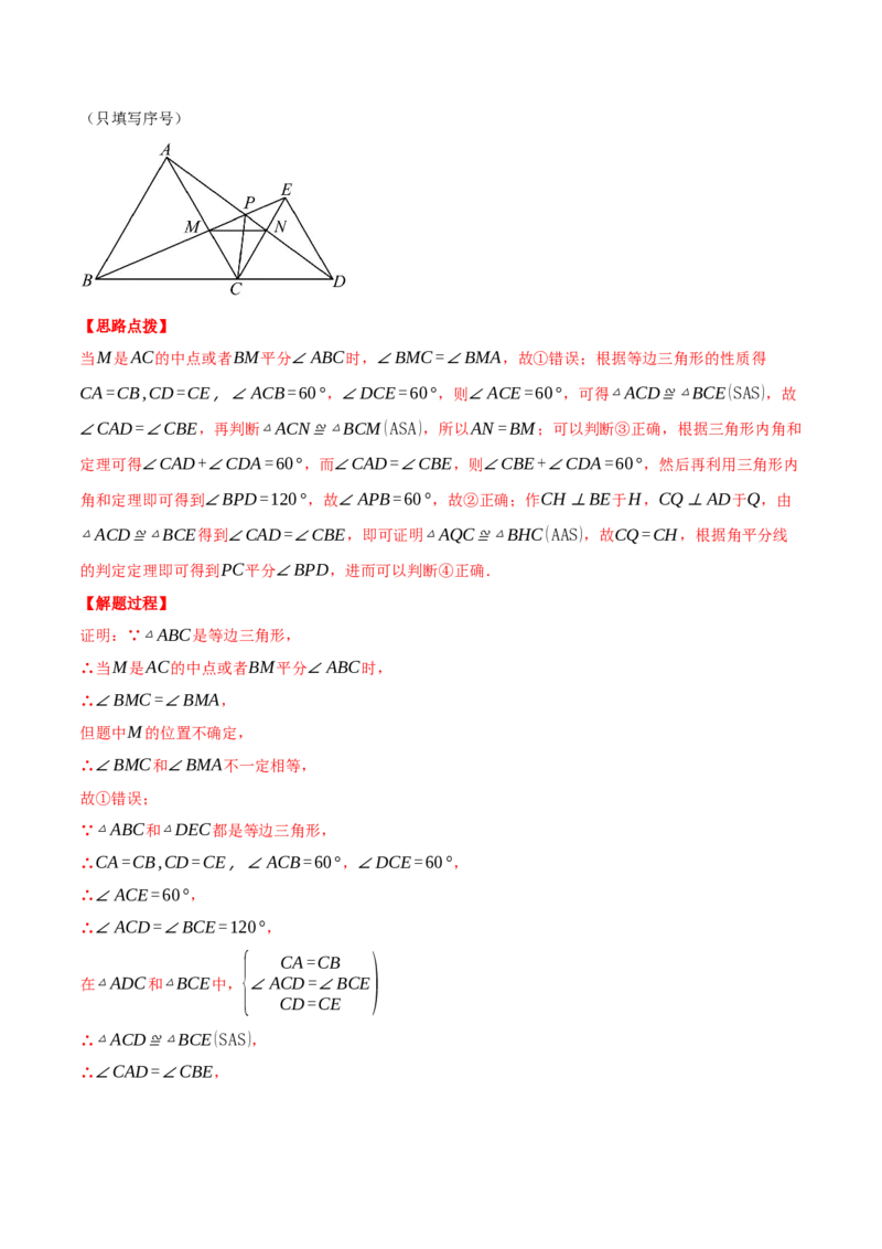 专题13.5手拉手模型（压轴题专项讲练）（人教版）（教师版）_初中数学_八年级数学上册（人教版）_压轴题专项-V5_2025版