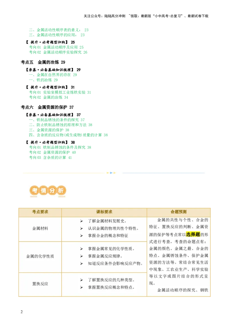 专题06金属和金属材料（讲义）-2024年中考化学一轮复习讲练测（全国通用）（解析版）_02中考总复习（2026版更新中）_05-化学-中考总复习_2024年中考复习资料_一轮复习资料