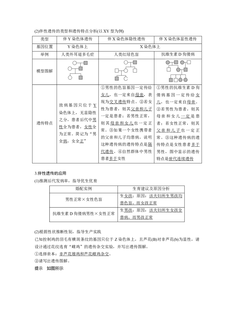 2024年高考生物一轮复习（新人教版）第5单元　第8课时　伴性遗传的特点与应用及人类遗传病_09高考生物_2024年新高考资料_1.2024一轮复习_2024年高考生物一轮复习讲义（新人教版）
