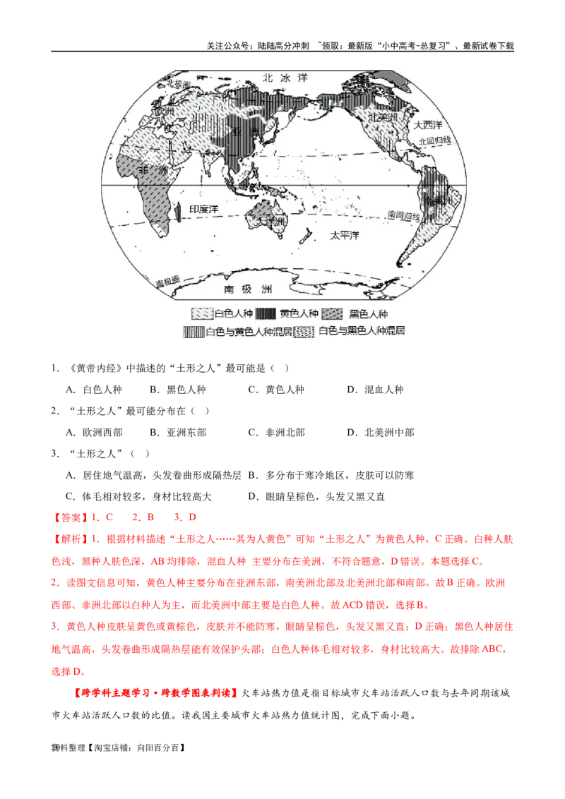 专题06居民与聚落（梯级进阶练）（解析版）_02中考总复习（2026版更新中）_09-地理-中考总复习_2024年中考复习资料_一轮复习_❤2024年中考地理一轮复习讲练测（全国通用）_配套练习