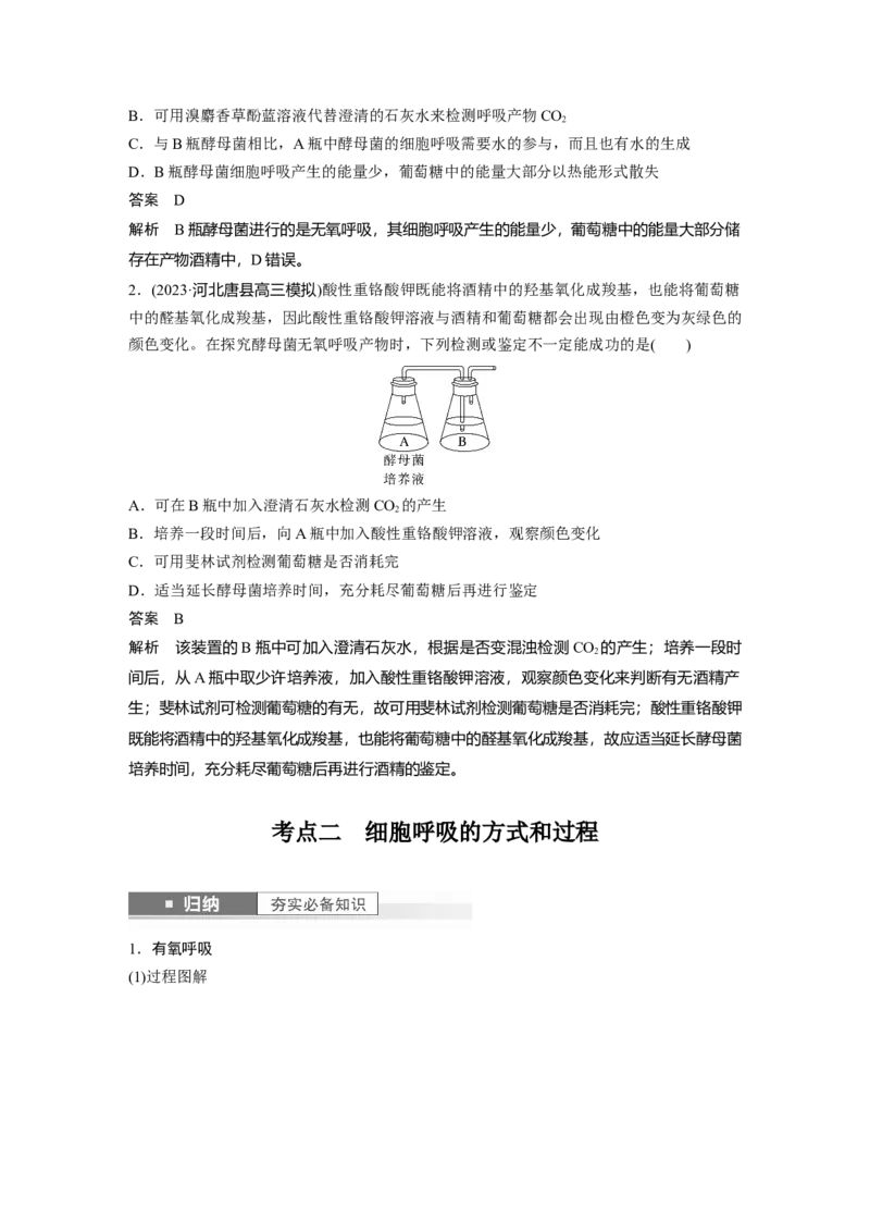 2024年高考生物一轮复习（新人教版）第3单元　第3课时　细胞呼吸的方式和过程_09高考生物_2024年新高考资料_1.2024一轮复习_2024年高考生物一轮复习讲义（新人教版）