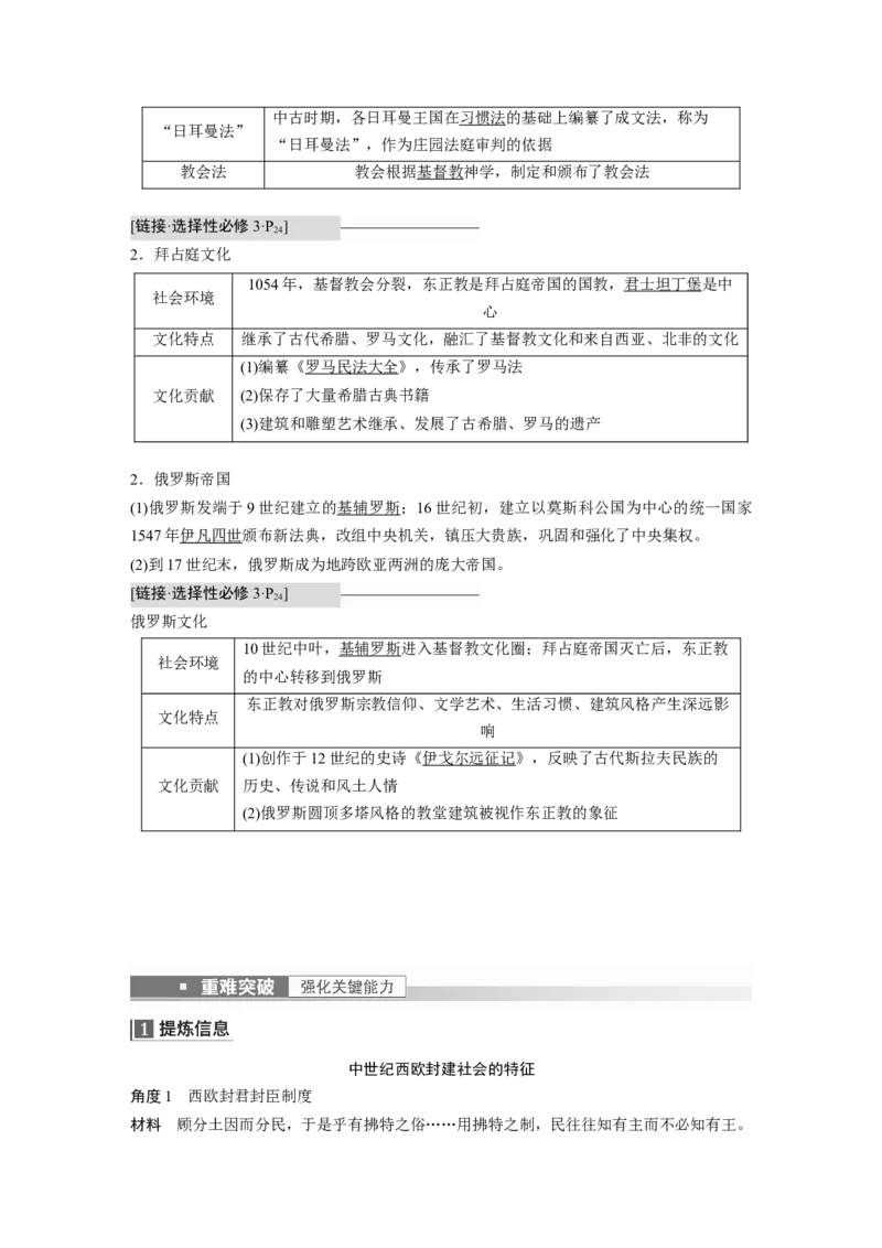 2023年高考历史一轮复习（部编版新高考）第12讲课题36　中古时期的欧洲_07高考历史_新高考复习资料_2023年新高考复习资料_2023新高考大一轮复习讲义