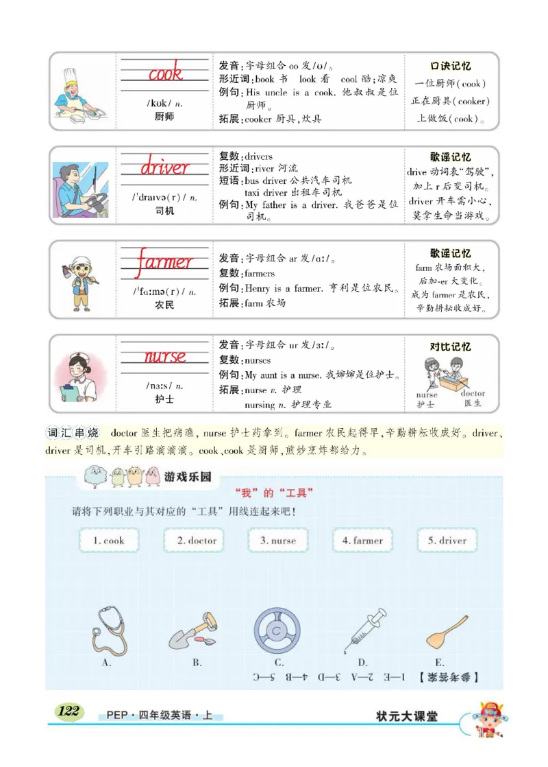 状元大课堂四年级上册英语人教PEP版正文_26春四年级上下册人教版_四上英语合集人教版PEP英语四年级上册新教材（教学视频+课件+动画+音频+练习+教案）_17练习资料_《状元导学案》
