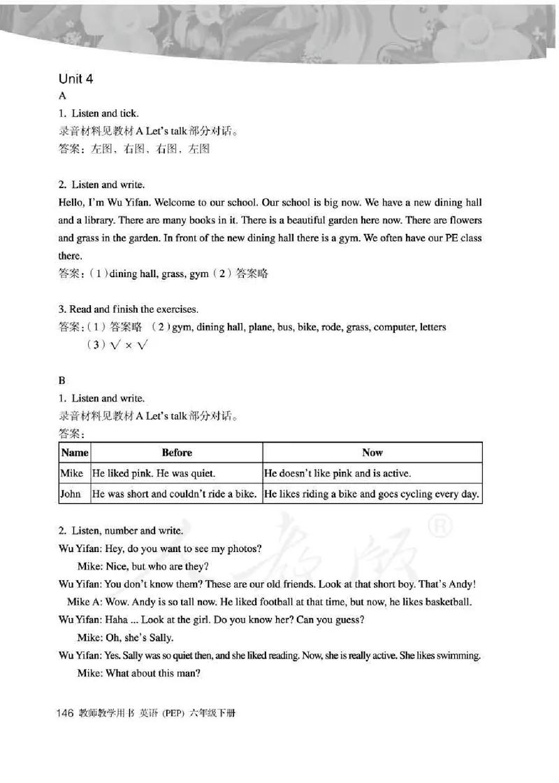 英语PEP6B教师教学用书_26春四年级上下册人教版_四上英语合集人教版PEP英语四年级上册新教材（教学视频+课件+动画+音频+练习+教案）_16教师用书_小学英语_人教版PEP