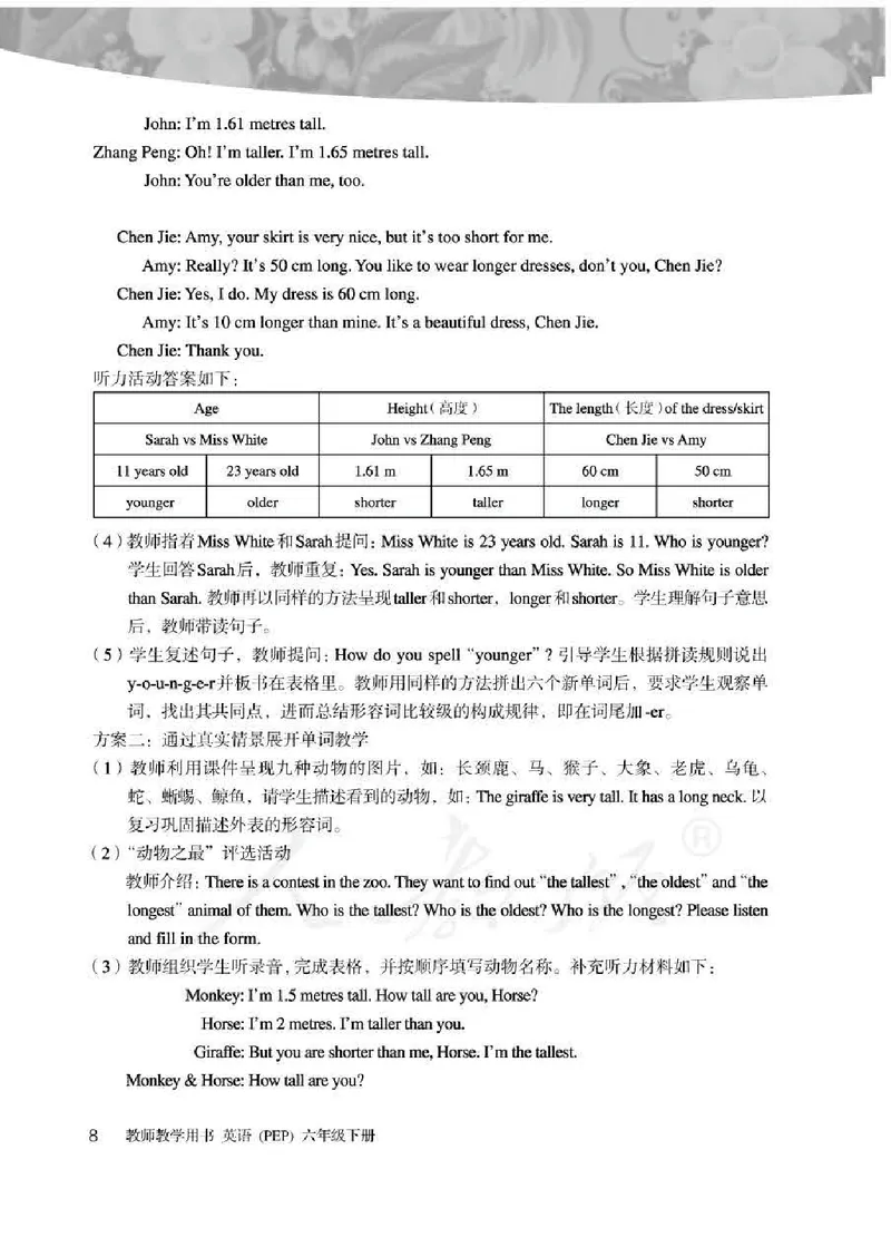 英语PEP6B教师教学用书_26春四年级上下册人教版_四上英语合集人教版PEP英语四年级上册新教材（教学视频+课件+动画+音频+练习+教案）_16教师用书_小学英语_人教版PEP