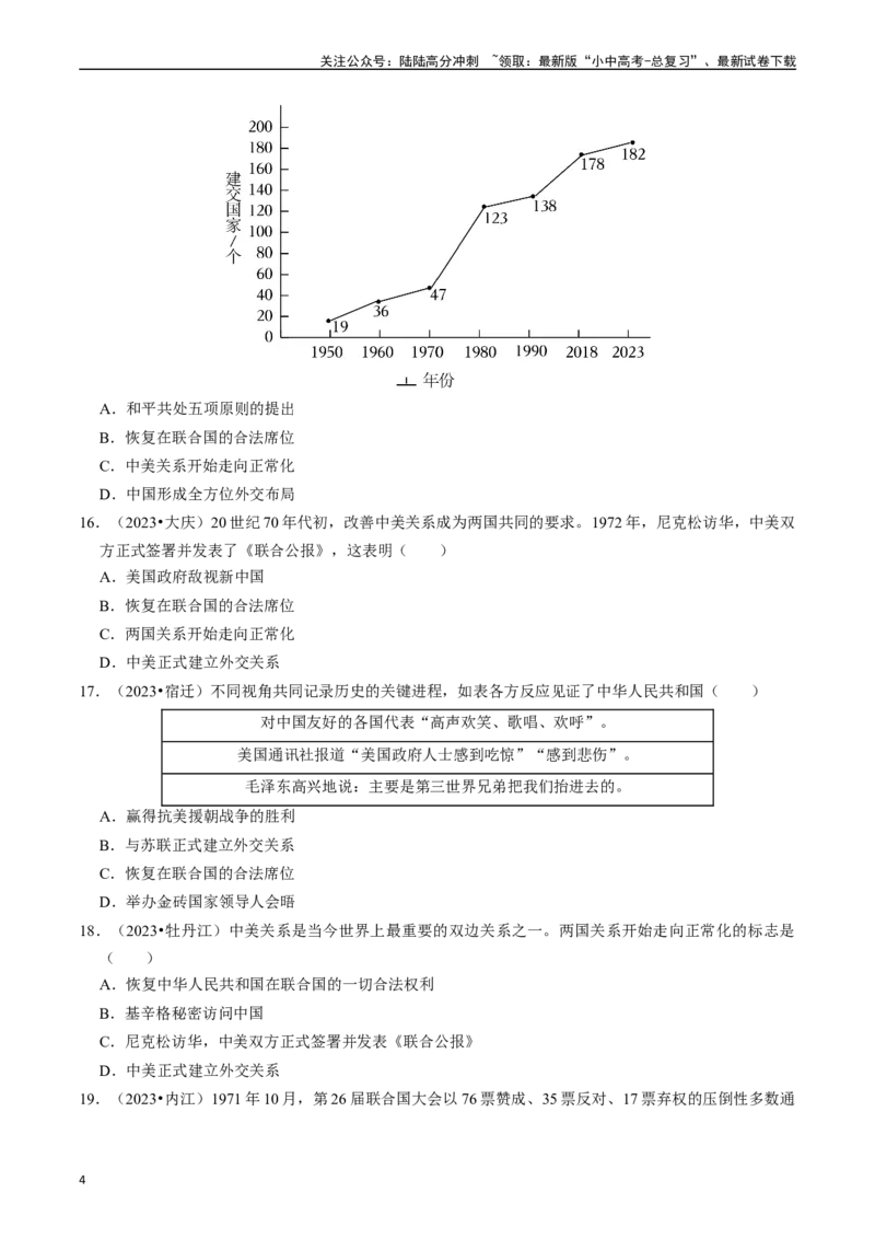 专题20国防建设与外交成就（原卷版）_02中考总复习（2026版更新中）_06-历史-中考总复习_2024年中考复习资料_一轮复习_（课件ppt+讲义）备战2024年中考历史一轮复习考点帮（部编版）