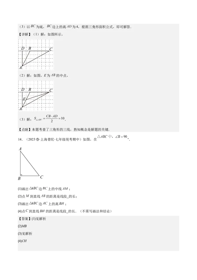专题11.1三角形的三边关系、高线、中线及角平分线之十大考点(教师版)_初中数学_八年级数学上册（人教版）_重难点专题提优-V8_2024版