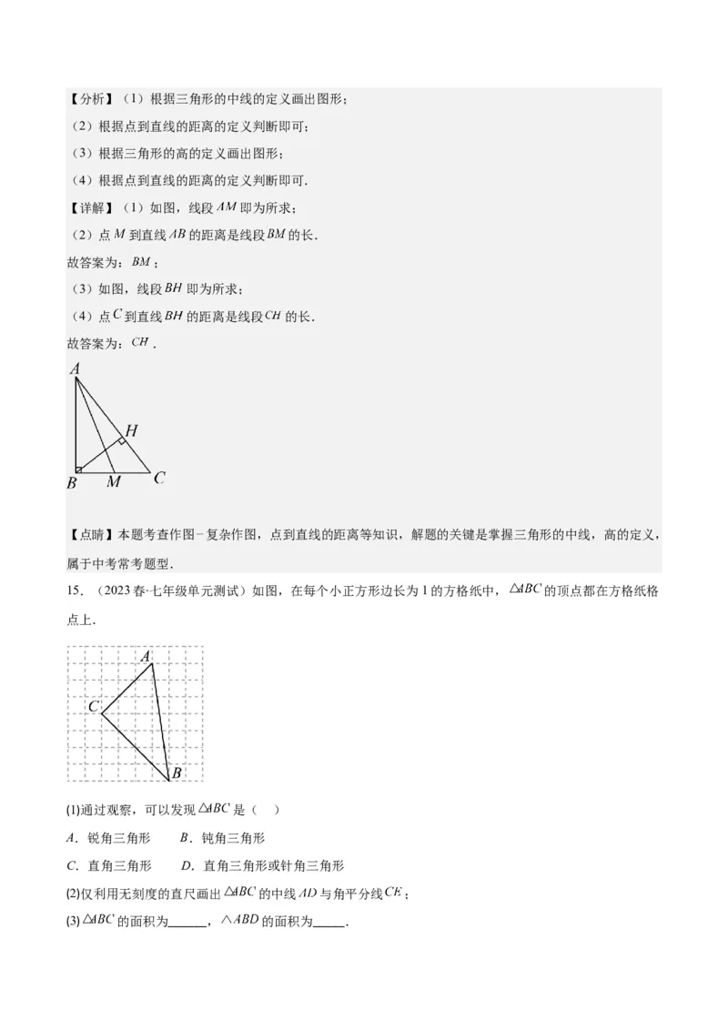 专题11.1三角形的三边关系、高线、中线及角平分线之十大考点(教师版)_初中数学_八年级数学上册（人教版）_重难点专题提优-V8_2024版