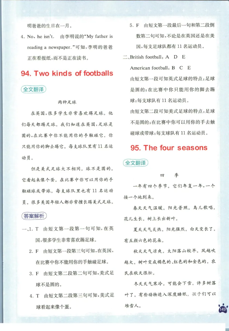 星火英语阅读训练100篇五年级_26春四年级上下册人教版_四上英语合集人教版PEP英语四年级上册新教材（教学视频+课件+动画+音频+练习+教案）_17练习资料_《阅读训练100篇》