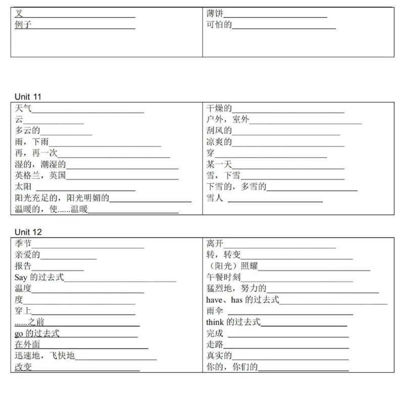 教科版五上单词默写表_26春四年级上下册人教版_四上英语合集人教版PEP英语四年级上册新教材（教学视频+课件+动画+音频+练习+教案）_17练习资料_小学英语（预习复习资料大礼包）