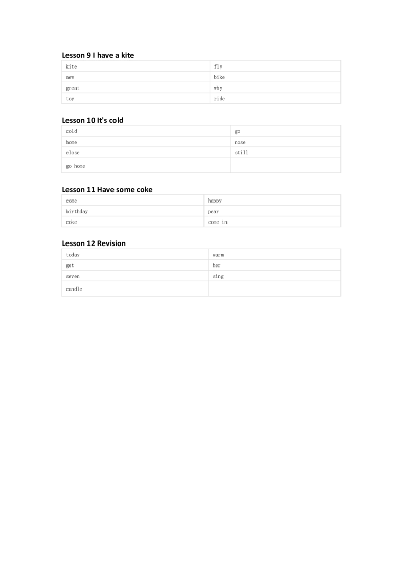科普版英语三年级下册单词默写表_26春四年级上下册人教版_四上英语合集人教版PEP英语四年级上册新教材（教学视频+课件+动画+音频+练习+教案）_17练习资料_《小学英语单词默写表》
