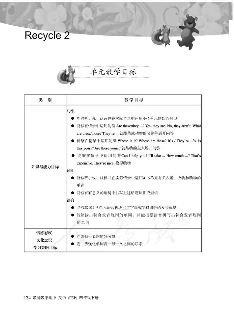 英语PEP4B教师教学用书_26春四年级上下册人教版_四上英语合集人教版PEP英语四年级上册新教材（教学视频+课件+动画+音频+练习+教案）_16教师用书_小学英语_人教版PEP