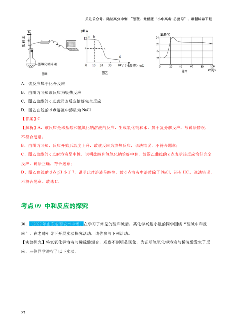 专题07常见的酸和碱（练习）-2024年中考化学一轮复习讲练测（全国通用）（解析版）_02中考总复习（2026版更新中）_05-化学-中考总复习_2024年中考复习资料_一轮复习资料