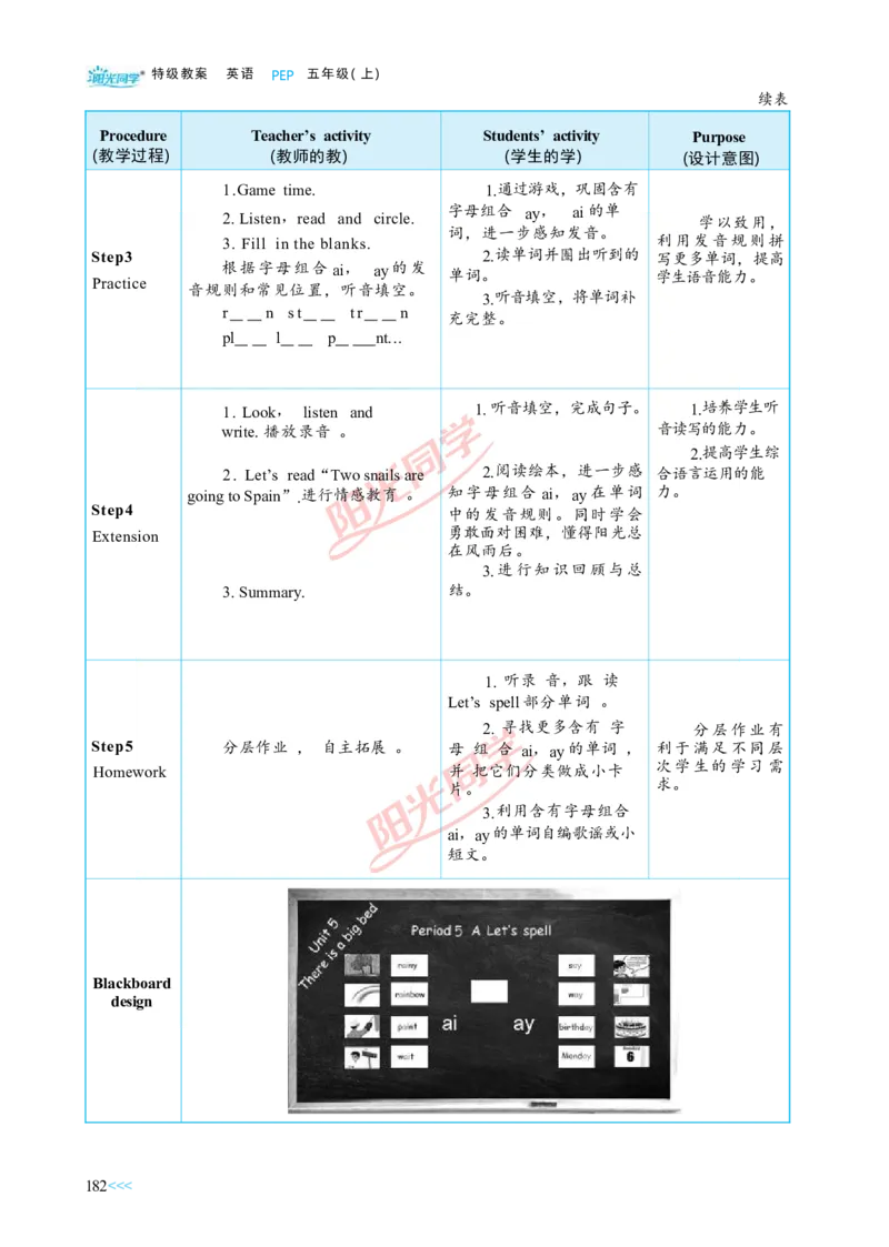 教案正文5上_Unit5_26春四年级上下册人教版_四上英语合集人教版PEP英语四年级上册新教材（教学视频+课件+动画+音频+练习+教案）_19同步教案课件_人教pep3_3-6上册