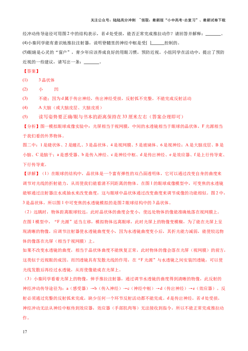 专题07人体生命活动的调节（全国通用）（解析版）_02中考总复习（2026版更新中）_08-生物-中考总复习_2026年中考复习（更新中）