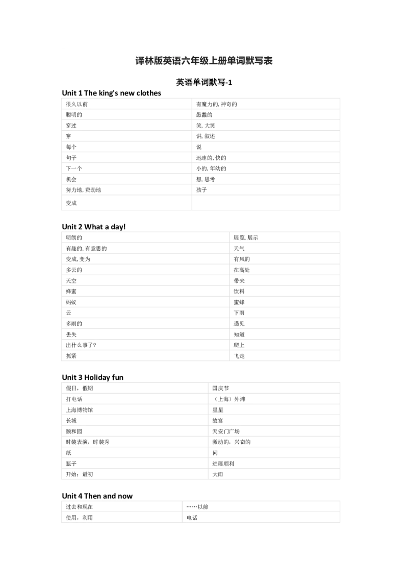 译林版英语六年级上册单词默写表_26春四年级上下册人教版_四上英语合集人教版PEP英语四年级上册新教材（教学视频+课件+动画+音频+练习+教案）_17练习资料_《小学英语单词默写表》