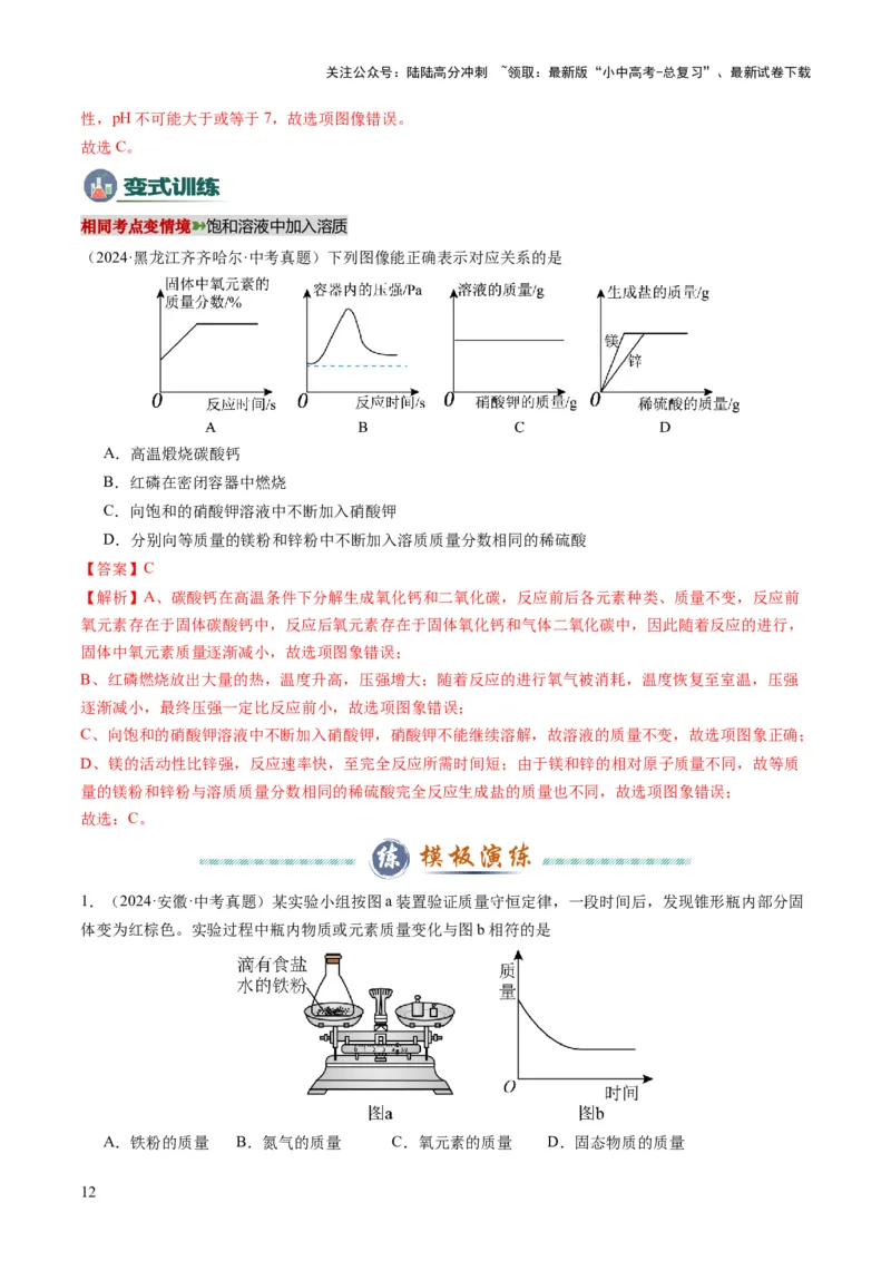 专题09坐标曲线题（解析版）_02中考总复习（2026版更新中）_05-化学-中考总复习_2025年中考复习资料_2025年中考化学答题方法模板_专题09坐标曲线题-2025年中考化学答题方法模板
