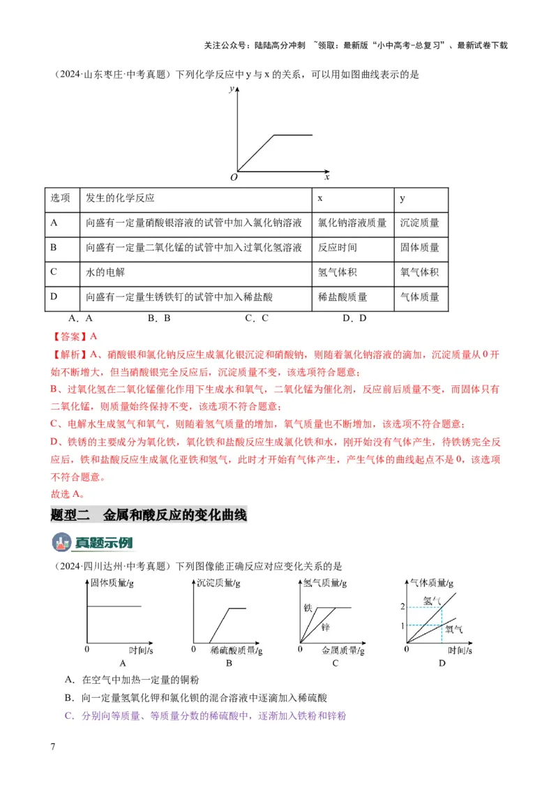 专题09坐标曲线题（解析版）_02中考总复习（2026版更新中）_05-化学-中考总复习_2025年中考复习资料_2025年中考化学答题方法模板_专题09坐标曲线题-2025年中考化学答题方法模板