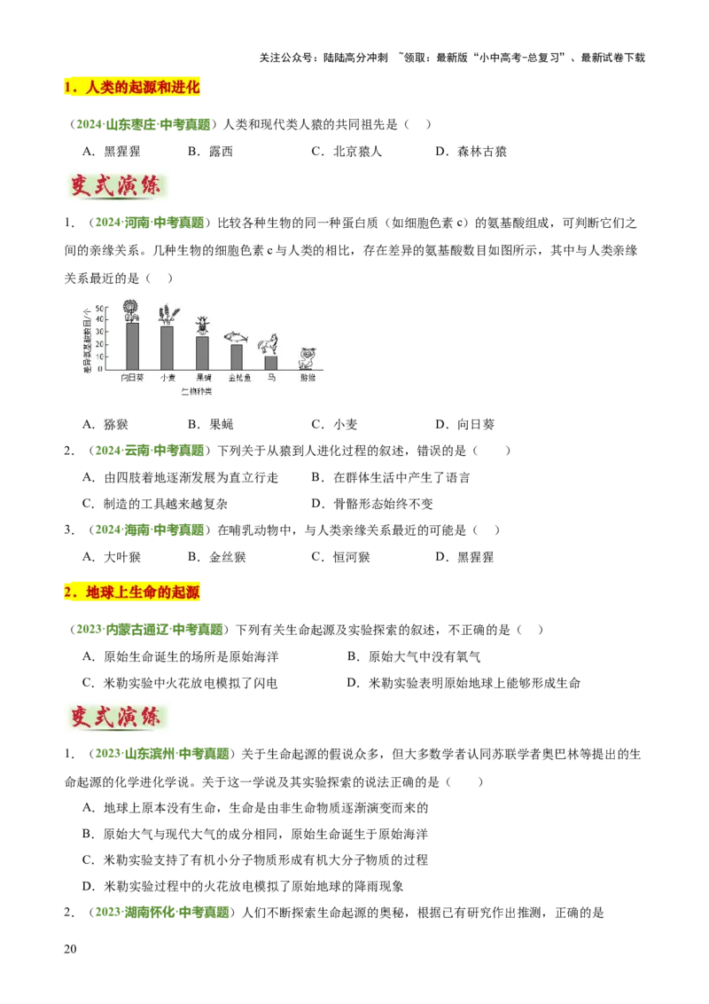 专题06生物的生殖发育、遗传和进化（3大答题模板）（原卷版）_02中考总复习（2026版更新中）_08-生物-中考总复习_2025中考复习资料_2025年中考生物答题方法模板