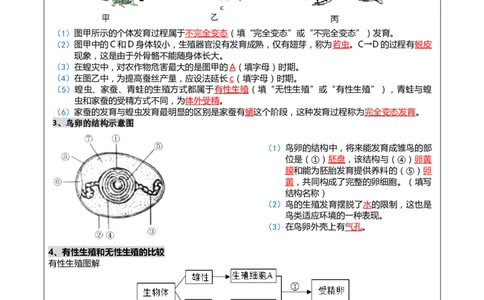 专题06生物的生殖发育、遗传和进化（3大答题模板）（原卷版）_02中考总复习（2026版更新中）_08-生物-中考总复习_2025中考复习资料_2025年中考生物答题方法模板