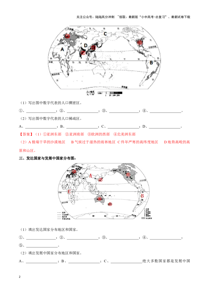 专题07世界居民与聚落发展与合作-备战2024年中考地理识图速记手册与变式演练（全国通用）（解析版）_02中考总复习（2026版更新中）_09-地理-中考总复习_2024年中考复习资料_专项复习资料