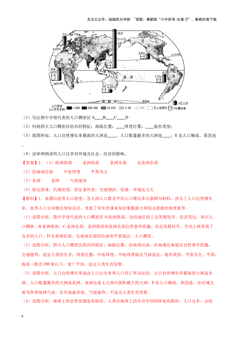 专题07世界居民与聚落发展与合作-备战2024年中考地理识图速记手册与变式演练（全国通用）（解析版）_02中考总复习（2026版更新中）_09-地理-中考总复习_2024年中考复习资料_专项复习资料