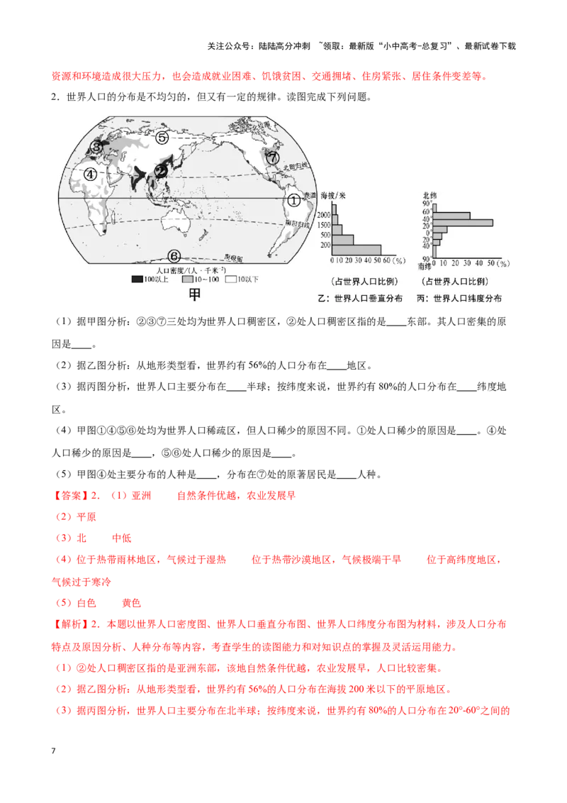 专题07世界居民与聚落发展与合作-备战2024年中考地理识图速记手册与变式演练（全国通用）（解析版）_02中考总复习（2026版更新中）_09-地理-中考总复习_2024年中考复习资料_专项复习资料