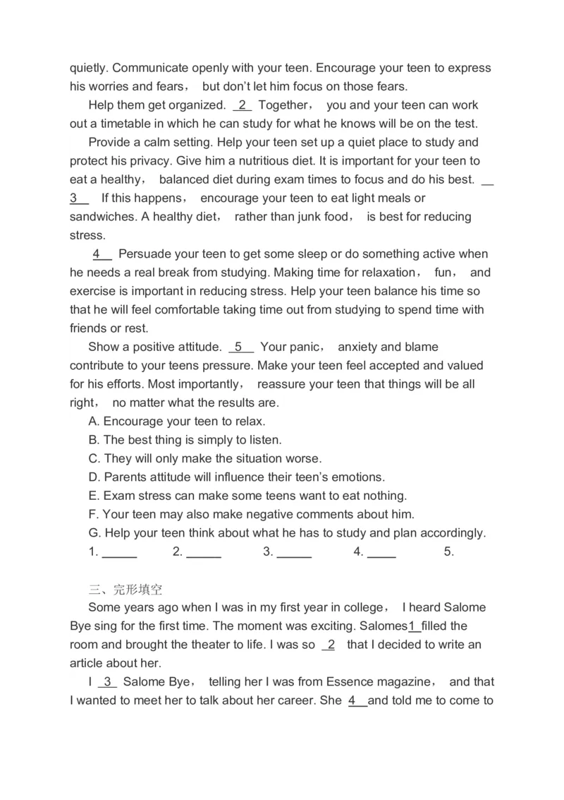 2023届高考英语二轮复习阅读理解阅读七选五完形填空书面表达分类综合训练（含答案）(1)_03高考英语_通用版（老高考）复习资料_2023年复习资料_二轮复习