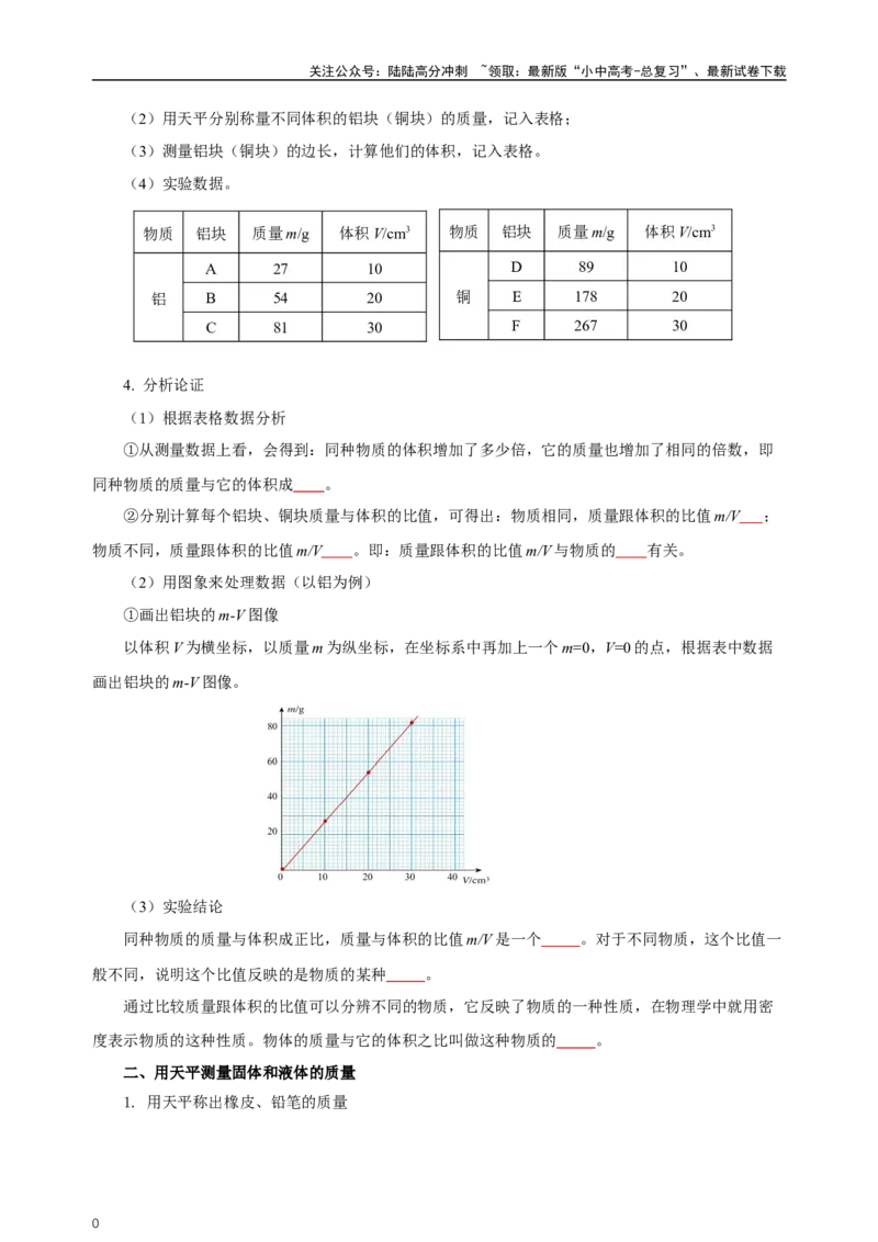 专题06质量与密度（知识梳理典例练习）（学生版）_02中考总复习（2026版更新中）_04-物理-中考总复习_2024年中考复习资料_一轮复习_更新2024年中考物理一轮复习精品资料_配套练习
