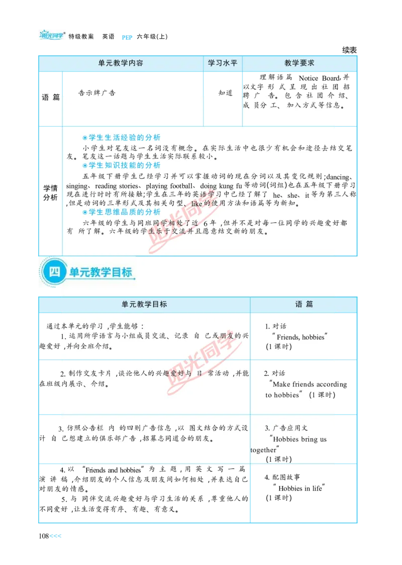 教案正文6上_Unit4_26春四年级上下册人教版_四上英语合集人教版PEP英语四年级上册新教材（教学视频+课件+动画+音频+练习+教案）_19同步教案课件_人教pep3_3-6上册