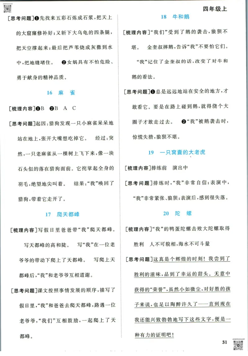 阳光同学四年级上册语文人教版预习单h_26春四年级上下册人教版_四上英语合集人教版PEP英语四年级上册新教材（教学视频+课件+动画+音频+练习+教案）_17练习资料_《预习卡》_1-6上册