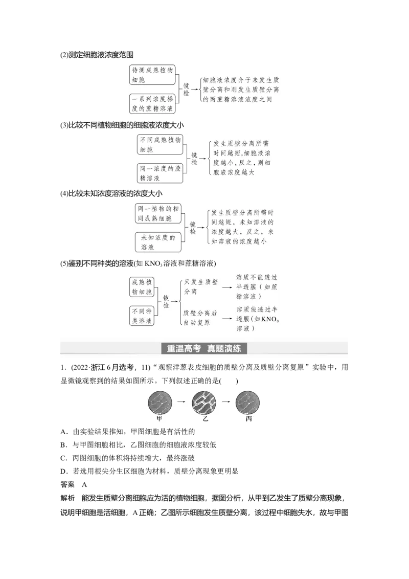 2024年高考生物一轮复习（新人教版）第2单元　第4课时　水进出细胞的原理_09高考生物_2024年新高考资料_1.2024一轮复习_2024年高考生物一轮复习讲义（新人教版）