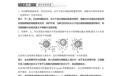 2024年高考生物一轮复习（新人教版）第2单元　第4课时　水进出细胞的原理_09高考生物_2024年新高考资料_1.2024一轮复习_2024年高考生物一轮复习讲义（新人教版）