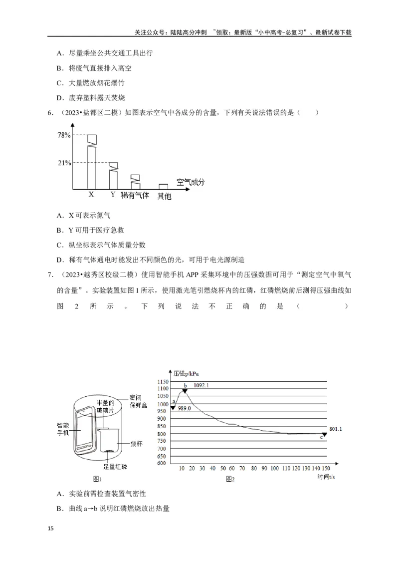 专题06我们周围的空气（原卷版）_02中考总复习（2026版更新中）_05-化学-中考总复习_2024年中考复习资料_一轮复习资料_完2024年中考化学复习考点一遍过（全国通用）
