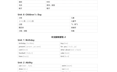 闽教版英语三年级下册单词默写表_26春四年级上下册人教版_四上英语合集人教版PEP英语四年级上册新教材（教学视频+课件+动画+音频+练习+教案）_17练习资料_《小学英语单词默写表》