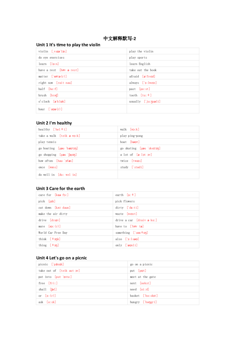 陕旅版英语六年级上册单词默写表_26春四年级上下册人教版_四上英语合集人教版PEP英语四年级上册新教材（教学视频+课件+动画+音频+练习+教案）_17练习资料_《小学英语单词默写表》